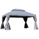 Outsunny 3 x 4m Aluminium Garden Gazebo, Marquee Canopy Shelter Pavilion Party Tent with Nets and Curtains for Garden and Deck, 