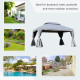 Outsunny 3 x 4m Aluminium Garden Gazebo, Marquee Canopy Shelter Pavilion Party Tent with Nets and Curtains for Garden and Deck, 