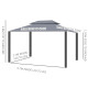 Outsunny 3 x 4m Aluminium Garden Gazebo, Marquee Canopy Shelter Pavilion Party Tent with Nets and Curtains for Garden and Deck, 