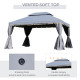 Outsunny 3 x 4m Aluminium Garden Gazebo, Marquee Canopy Shelter Pavilion Party Tent with Nets and Curtains for Garden and Deck, 