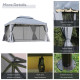 Outsunny 3 x 4m Aluminium Garden Gazebo, Marquee Canopy Shelter Pavilion Party Tent with Nets and Curtains for Garden and Deck, 