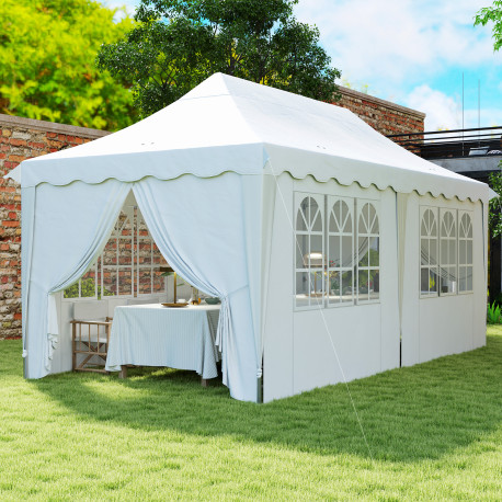 Outsunny 3 x 6m Pop Up Gazebo with Sides, UPF50+ Height Adjustable Marquee Party Tent, Wedding Canopy, Instant Event Shelter wit
