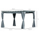 Outsunny 3.6 x 3(m) Outdoor Pergola with Retractable Roof and Curtains, Garden Gazebo Canopy Sun Shade Shelter with Aluminum Fra