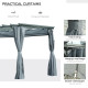 Outsunny 3.6 x 3(m) Outdoor Pergola with Retractable Roof and Curtains, Garden Gazebo Canopy Sun Shade Shelter with Aluminum Fra