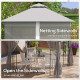 Outsunny 3(m) x 3(m)  Double Roof Outdoor Garden Gazebo Canopy Shelter with Netting, Solid Steel Frame, Light Grey