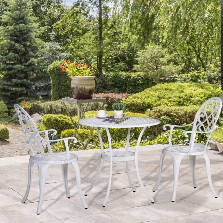 Outsunny 3 Piece Patio Bistro Set for 2, Outdoor Aluminium Garden Table and Chairs with Adjustable Footpads for Balcony, Garden 