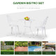 Outsunny 3 Piece Patio Bistro Set for 2, Outdoor Aluminium Garden Table and Chairs with Adjustable Footpads for Balcony, Garden 