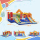 Outsunny 4 in 1 Kids Bouncy Castle Extra Large Double Slides &amp; Trampoline Design Inflatable House Pool Climbing Wall with Blower