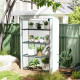 Outsunny 4 Tier Lean-to Mini Greenhouse with Reinforced PE Cover, Portable Small Greenhouse with Roll-Up Door, Green Hemmed Edgi