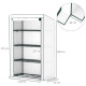 Outsunny 4 Tier Lean-to Mini Greenhouse with Reinforced PE Cover, Portable Small Greenhouse with Roll-Up Door, Green Hemmed Edgi