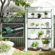 Outsunny 4 Tier Lean-to Mini Greenhouse with Reinforced PE Cover, Portable Small Greenhouse with Roll-Up Door, Green Hemmed Edgi