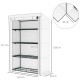 Outsunny 4 Tier Lean-to Mini Greenhouse with Reinforced PE Cover, Portable Small Greenhouse with Roll-Up Door, Grey Hemmed Edgin