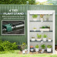 Outsunny 4 Tier Lean-to Mini Greenhouse with Reinforced PE Cover, Portable Small Greenhouse with Roll-Up Door, Grey Hemmed Edgin