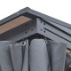 Outsunny 4 x 3(m) Outdoor Hardtop Gazebo with Curtains, Lean to Aluminium Pergola with Polycarbonate Roof, Garden Pavilion Sun S