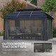 Outsunny 4 x 3m Aluminium Frame Hard Gazebo, with Accessories - Black