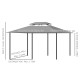 Outsunny 4m x 3(m) Metal Gazebo Canopy Party Tent Garden Pavillion Patio Shelter Pavilion with Curtains Sidewalls, Dark Grey