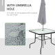 Outsunny 5 Piece Garden Dining Set Outdoor Dining Furniture 4 Folding Chairs, Glass Top Table with Parasol Hole, Texteline Seats