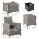 Outsunny 5 Pieces Outdoor PE Rattan Garden Furniture with Cushions, Patio Lounge Adjustable Backrest Chairs, Footstools and Cool