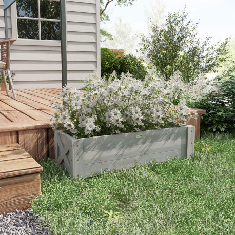 Outsunny 58L Garden Raised Bed Planter Grow Containers for Outdoor Patio Plant Flower Vegetable Pot Fir Wood, 100 x 36.5 x 36 cm