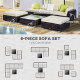 Outsunny 6 PC Rattan Sofa Coffee Table Set Sectional Wicker Weave Furniture for Garden Outdoor Conservatory w/ Pillow Cushion Br