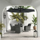 Outsunny 4 Seater Rattan Dining Set with Parasol &amp; Cushions - Mixed Grey