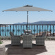 Outsunny 4 Seater Rattan Dining Set with Parasol &amp; Cushions - Mixed Grey