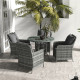 Outsunny 4 Seater Rattan Dining Set with Parasol &amp; Cushions - Mixed Grey