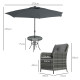 Outsunny 4 Seater Rattan Dining Set with Parasol &amp; Cushions - Mixed Grey