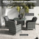 Outsunny 4 Seater Rattan Dining Set with Parasol &amp; Cushions - Mixed Grey
