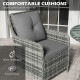 Outsunny 4 Seater Rattan Dining Set with Parasol &amp; Cushions - Mixed Grey