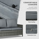 Outsunny 6 Seater Rattan Garden Furniture Set, Gas Fire Pit Table, Wicker Loveseat, 2 Armchairs and 2 Footstools, 6 Piece Patio 