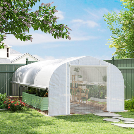 Outsunny 6 x 3 x 2m Walk-in Polytunnel Greenhouse, Zipped Roll Up Sidewalls, Mesh Door, 8 Mesh Windows, Tunnel Warm House Tent w