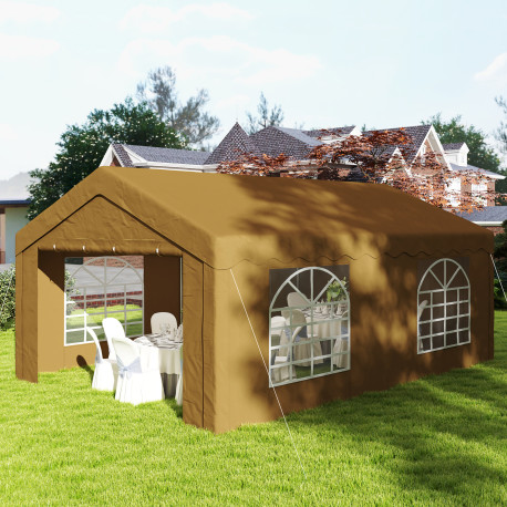 Outsunny 6m x 4m Garden Gazebo, Galvanised Marquee Party Tent with Removable Sides and Windows for Parties, Wedding and Events, 