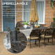 Outsunny 7 PCs Garden Patio Dining Set with Parasol Hole, Cast Aluminium Outdoor Furniture Set with Six Cushioned Chairs and Rec