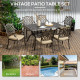 Outsunny 7 PCs Garden Patio Dining Set with Parasol Hole, Cast Aluminium Outdoor Furniture Set with Six Cushioned Chairs and Rec