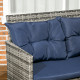 Outsunny 7-Seater Patio wicker Sofa Set Rattan Chair Furniture w/ Glass &amp; Cushioned, Dark Blue
