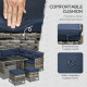 Outsunny 7-Seater Patio wicker Sofa Set Rattan Chair Furniture w/ Glass &amp; Cushioned, Dark Blue