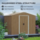 Outsunny 8 x 6ft Outdoor Garden Storage Shed, Metal Tool House with Ventilation and Sliding Doors Chocolate Wood Effect