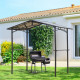 Outsunny 8ft x 5ft Outdoor BBQ Protective Gazebo Tent Aluminium Steel Frame w/ 2 Shelves Hardtop Roof Canopy Ground Stakes Safe 