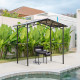 Outsunny 8ft x 5ft Outdoor BBQ Protective Gazebo Tent Aluminium Steel Frame w/ 2 Shelves Hardtop Roof Canopy Ground Stakes Safe 