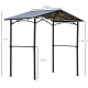 Outsunny 8ft x 5ft Outdoor BBQ Protective Gazebo Tent Aluminium Steel Frame w/ 2 Shelves Hardtop Roof Canopy Ground Stakes Safe 