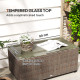 Outsunny 90 x 50cm Glass-Top Rattan Side Table - Brown