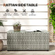 Outsunny 90 x 50cm Glass-Top Rattan Side Table - Light Grey