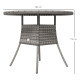Outsunny 90cm Four-Person Wood-Effect Rattan Table - Grey