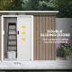 Outsunny 9ft x 4ft Metal Garden Shed, Outdoor Tool House with Foundation Kit, Ventilations and Double Doors, Light Grey Wood Gra