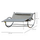 Outsunny Double Sun Lounger, Rocking Lounger Sunbed Daybed with Armrest and Headrest Pillow, for Two, For Outdoor Patio Garden, 