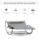Outsunny Double Sun Lounger, Rocking Lounger Sunbed Daybed with Armrest and Headrest Pillow, for Two, For Outdoor Patio Garden, 