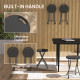 Outsunny Set of Four Folding Carry Stools - Charcoal Grey