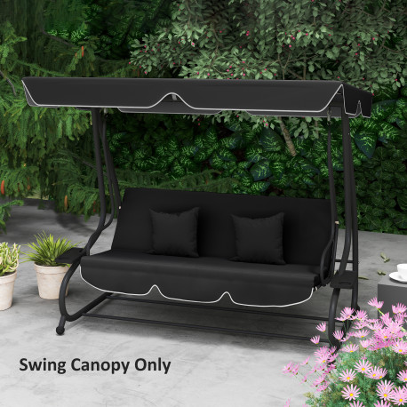 Outsunny Garden Swing Canopy Replacement 3 Seater, Waterproof Garden Swing Seat Canopy Cover, Windproof Anti-UV Sun Shade (Canop