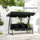 Outsunny Garden Swing Canopy Replacement 3 Seater, Waterproof Garden Swing Seat Canopy Cover, Windproof Anti-UV Sun Shade (Canop